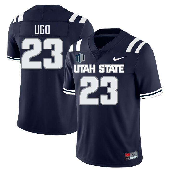 Utah State Aggies #23 Courage Ugo College Football Jerseys Stitched-Navy
